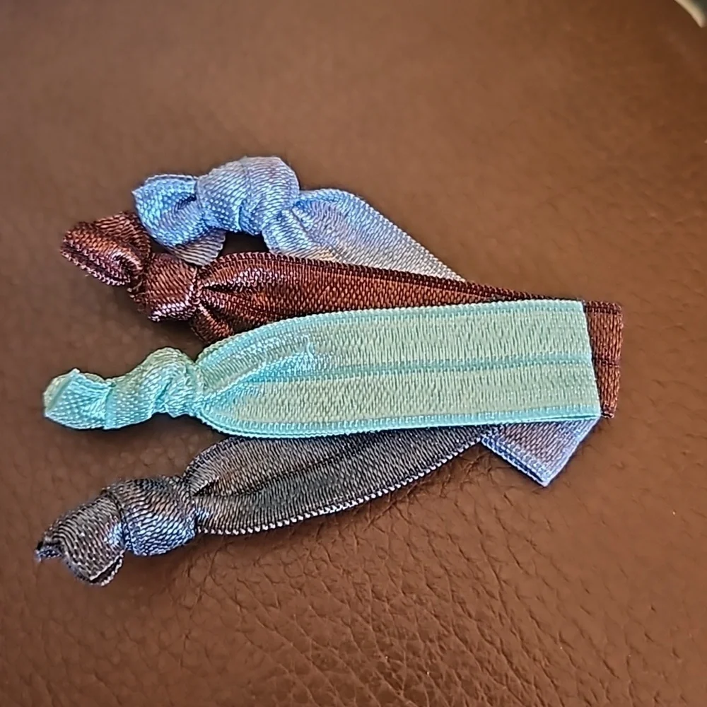 3/$20 Baby Blue Hair Bow Scrunchies and Small Beaded Barrette